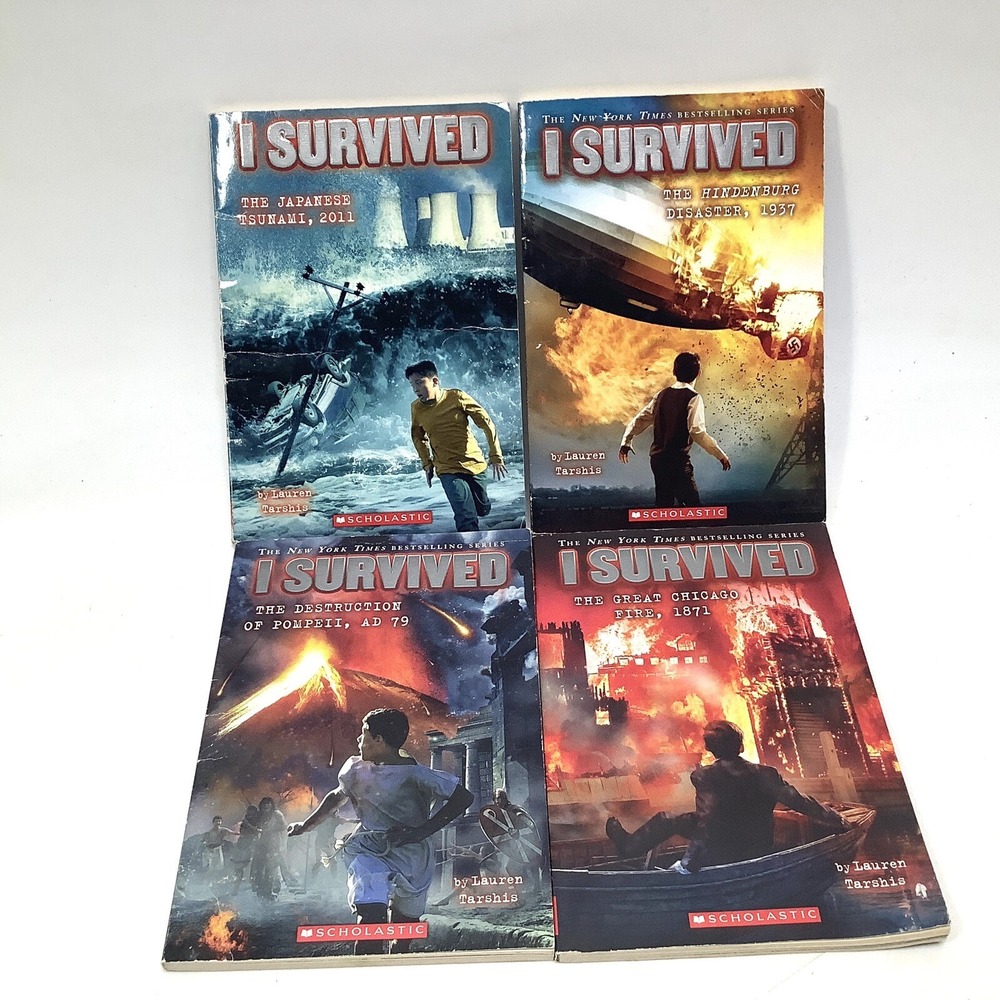 4 I Survived Books Japanese Tsunami Chicago Fire Hindenburg Pompeji‎ L Tarshis